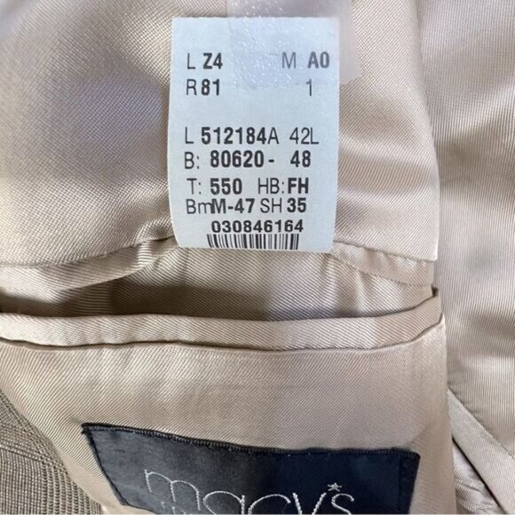 LAUREN RALPH LAUREN MENS BLAZER SIZE 42L DARK TAN/BEIGE BLACK STRIPE - Picture 5 of 9